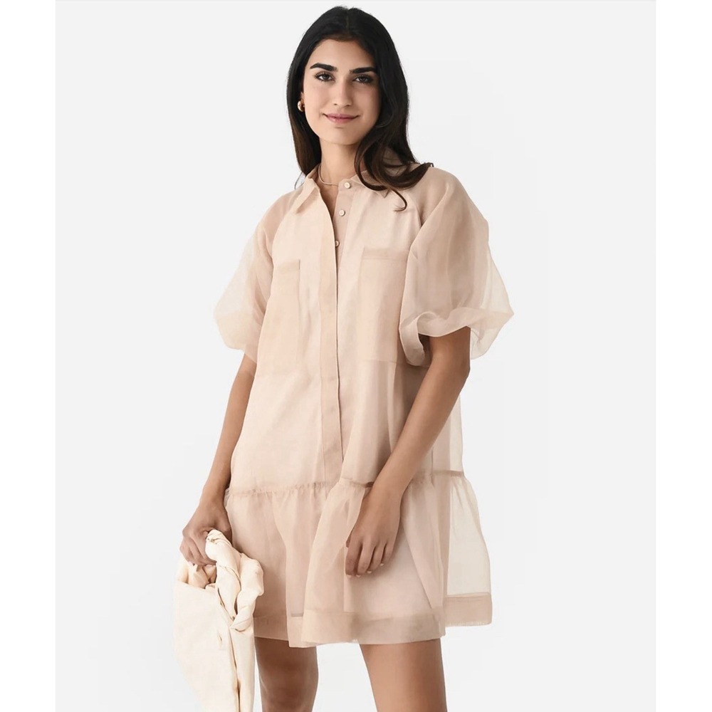 NWOT Simkhai Women's Crissy Organza Mini Dress $395 Size S Structured Sheer